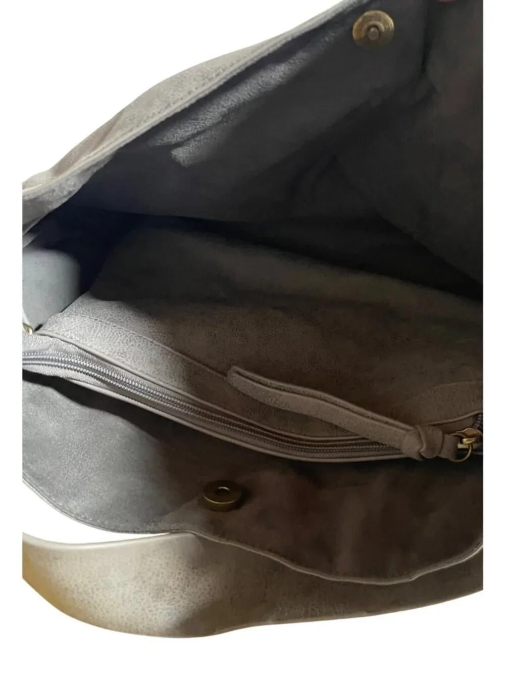 Steve Madden Drew Hobo Bag Gray Faux Leather Shoulder Bag With Gold Accents - Picture 6 of 16